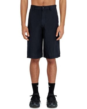 DIESEL Bermudas De Lino Mezcla Teñidas En Prenda - Azul