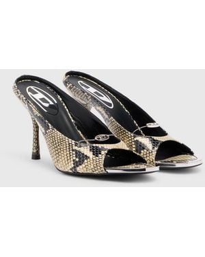 DIESEL D-Diam's-High Leather Mule With Floating Oval D - White