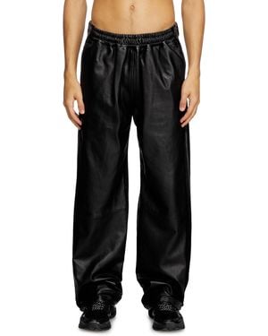 DIESEL Hybrid Denim And Leather Trousers - Black