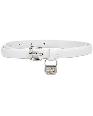 DIESEL 1.4Cm Slim Leather Belt With 1Dr Bag Charm - White