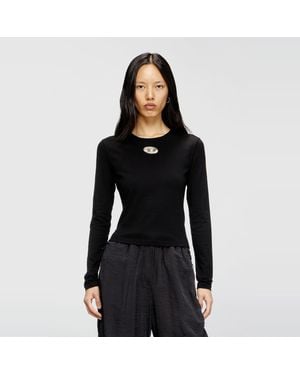 DIESEL Long-Sleeve Top With Oval D Cut-Out - Black