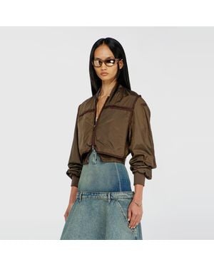 DIESEL Nylon Jacket With Tonal Taping - Brown