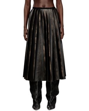 DIESEL Distressed Pleated Midi Skirt - Black