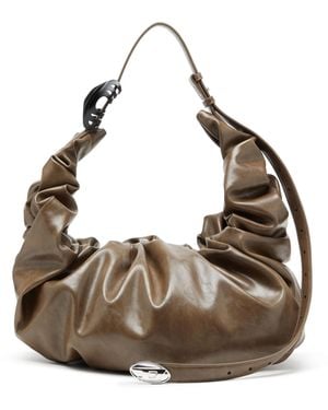 DIESEL Bolso Hobo Grande Fruncido En Pu Brillante - Neutro