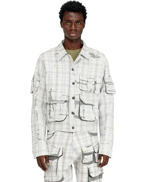 DIESEL Denim Jacket With Peel-Off Effect - White
