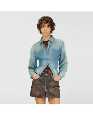 DIESEL Denim Shirt With Sectioned Design - Blue