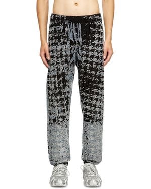 DIESEL Pantaloni Elasticizzati Con Motivo Pied-De-Poule Dévoré - Nero