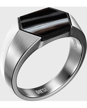 DIESEL Agate Signet Ring - Black