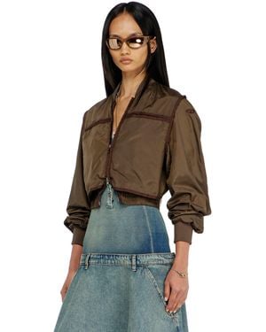 DIESEL Nylon Jacket With Tonal Taping - Brown