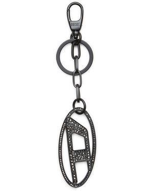 小物 DIESEL l Oval D keyring with crystal DIESEL Metal Oval D Keyring With Crystals in White | Lyst UK
