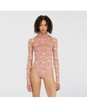 DIESEL Body Aus Nylonspitze Mit Offenem Rücken - Pink