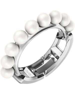 DIESEL Bague En Argent Sterling Et Perle - Blanc