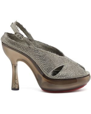 DIESEL D-Lake-Sandalias De Platformas En Denim Cristal Y Plexiglás - Gris
