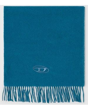 DIESEL Wool-Blend Scarf With Fringed Edges - Blue
