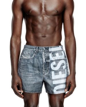 DIESEL Mid-Length Trompe L'Oeil-Denim Swim Shorts - Blue