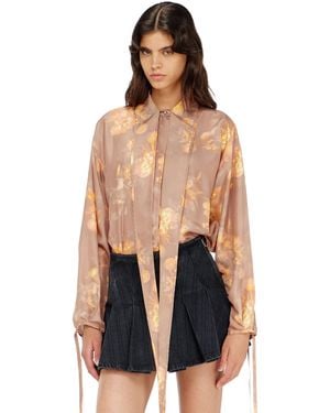 DIESEL Camisa De Seda Habotai Con Estampado Floral - Azul