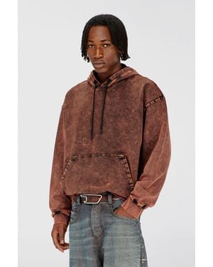 DIESEL Treated Denim-Effect Hoodie - Brown