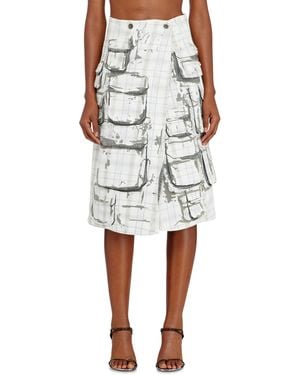 DIESEL Denim Midi Skirt With Peel-Off Effect - White