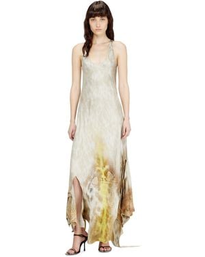 DIESEL Long Satin Dress With Hide-Effect Hem - Metallic