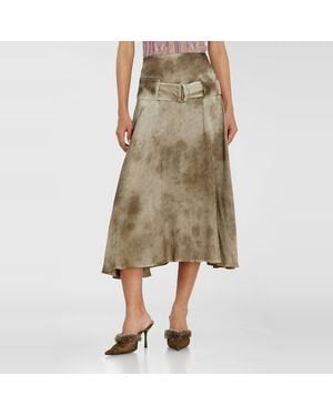 DIESEL Belted Midi Skirt - Natural