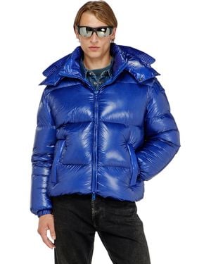 DIESEL Down Puffer Jacket With Detachable Hood - Blue