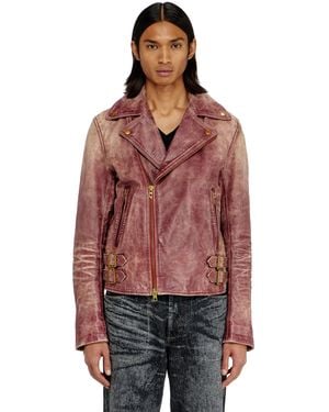 DIESEL Biker-Jacke Aus Behandeltem Leder - Rot