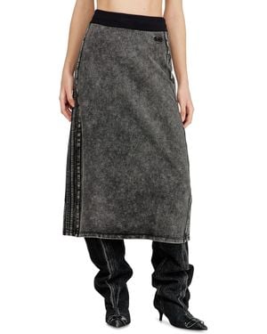 DIESEL Fleece Cotton Skirt With Side Bands - Black