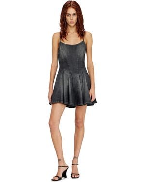 DIESEL Denim Mini Dress With Lightweight Skirt - Black