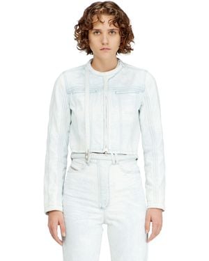 DIESEL Chaqueta Corta De Denim Satinado Azul Hielo - Blanco