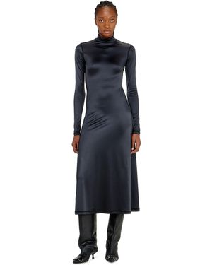 DIESEL Fluid Midi Dress With Turtle Neck - Blue