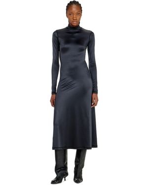 DIESEL Fluid Midi Dress With Turtle Neck - Blue