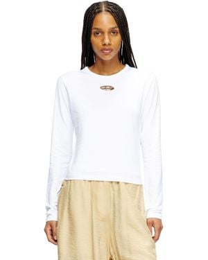 DIESEL Long-Sleeve Top With Oval D Cut-Out - White