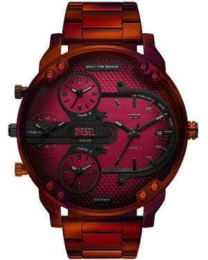 DIESEL Reloj Slim Mr. Daddy Rojo De Acero Inoxidable
