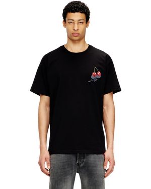 DIESEL Cotton T-Shirt With Cherry Graphic - Black