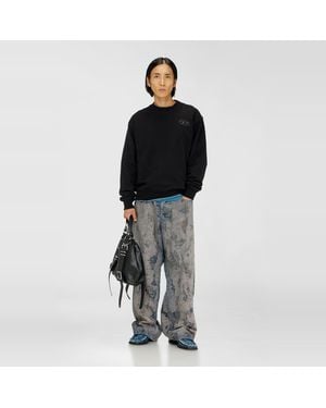 DIESEL Pullover Aus Baumwolle Mit Tonalem Oval D Logo-Stickerei - Schwarz