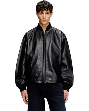 DIESEL Waxed-Leather Bomber Jacket - Black