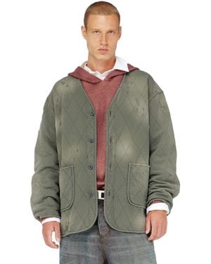 DIESEL Distressed Quilted Liner Jacket - Gray