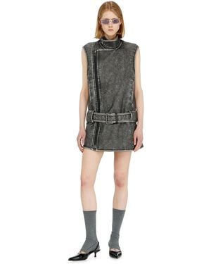 DIESEL Biker-Style Mini Dress With Belt - Multicolour