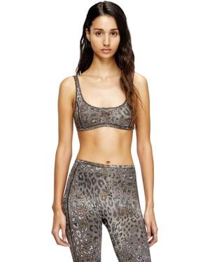 DIESEL Leopard Print Nylon Sports Bra - Multicolour