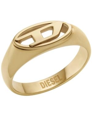 DIESEL Tone Stainless Steel Signet Ring - Metallic