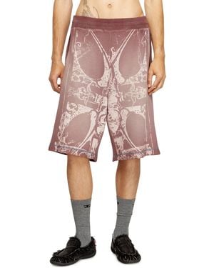 DIESEL Waffle Shorts With Medieval Print - Pink