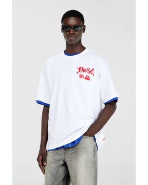 DIESEL Cotton T-Shirt With Flock Graphic - White