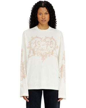 DIESEL Cotton Long-Sleeve T-Shirt With Graphic Print - White