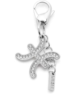 DIESEL Metal Pisces Charm With Rhinestones - White