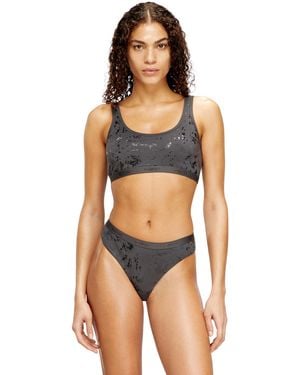 DIESEL Bralette Aus Stretch-Baumwolle Mit Metallic-Print - Grau
