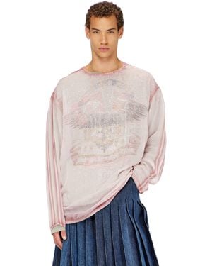 DIESEL Sheer Chiffon Top With Concert Graphics - Blue