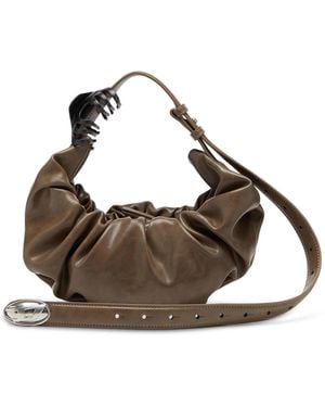 DIESEL Grab-D-Bolso Hobo Pequeño Fruncido En Pu Brillante - Marrón