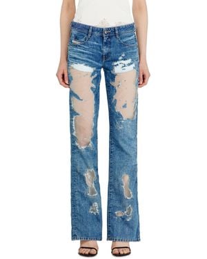 DIESEL Bootcut Jeans Low Waist 1969 D-Ebbey, Mittelblau, Reißverschluss
