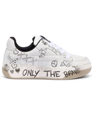 DIESEL D-Ollie-Zapatillas De Cuero Con Estampado De Graffiti - Blanco