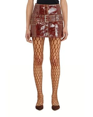 DIESEL Minirock Aus Lackleder Mit Gürtel - Orange